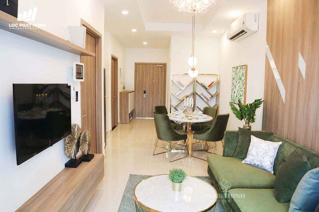 Thiết kế phòng khách - Nhà mẫu dự án căn hộ chung cư New Galaxy Dĩ An Bình Dương Đường Đường Thống Nhất chủ đầu tư Hưng Thịnh