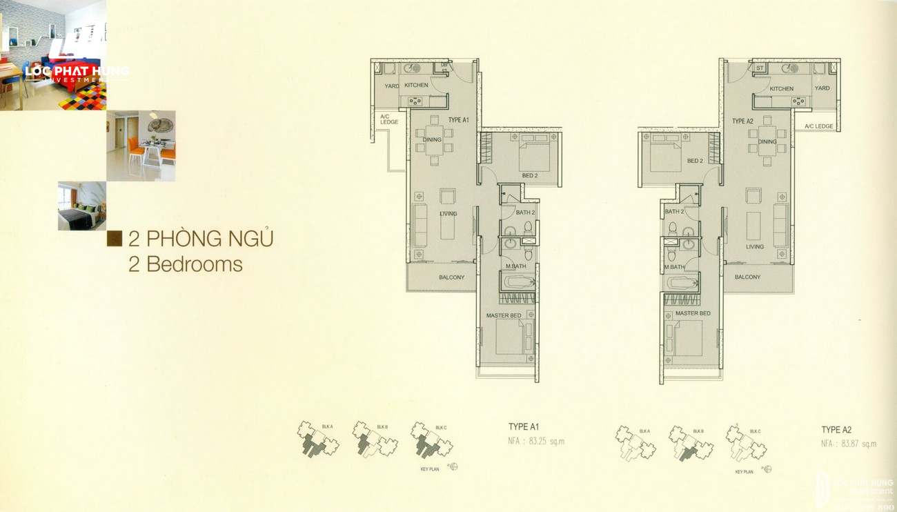 Thiết kế căn hộ 2 PN dự án căn hộ chung cư Canary Heights Thuận An Đường QL 13 chủ đầu tư GuocoLand