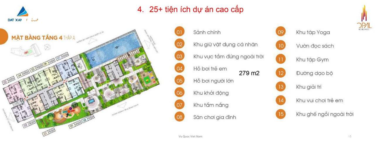 Tiện ích dự án căn hộ chung cư Opal Boulevard Dĩ An Đường Phạm Văn Đồng chủ đầu tư Đất xanh Group
