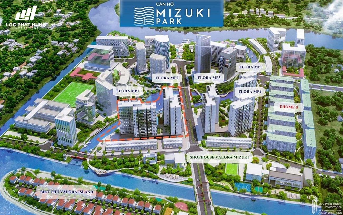 Mặt bằng dự án căn hộ chung cư Mizuki Park Bình Chánh Đường Nguyễn Văn Linh chủ đầu tư Nam Long