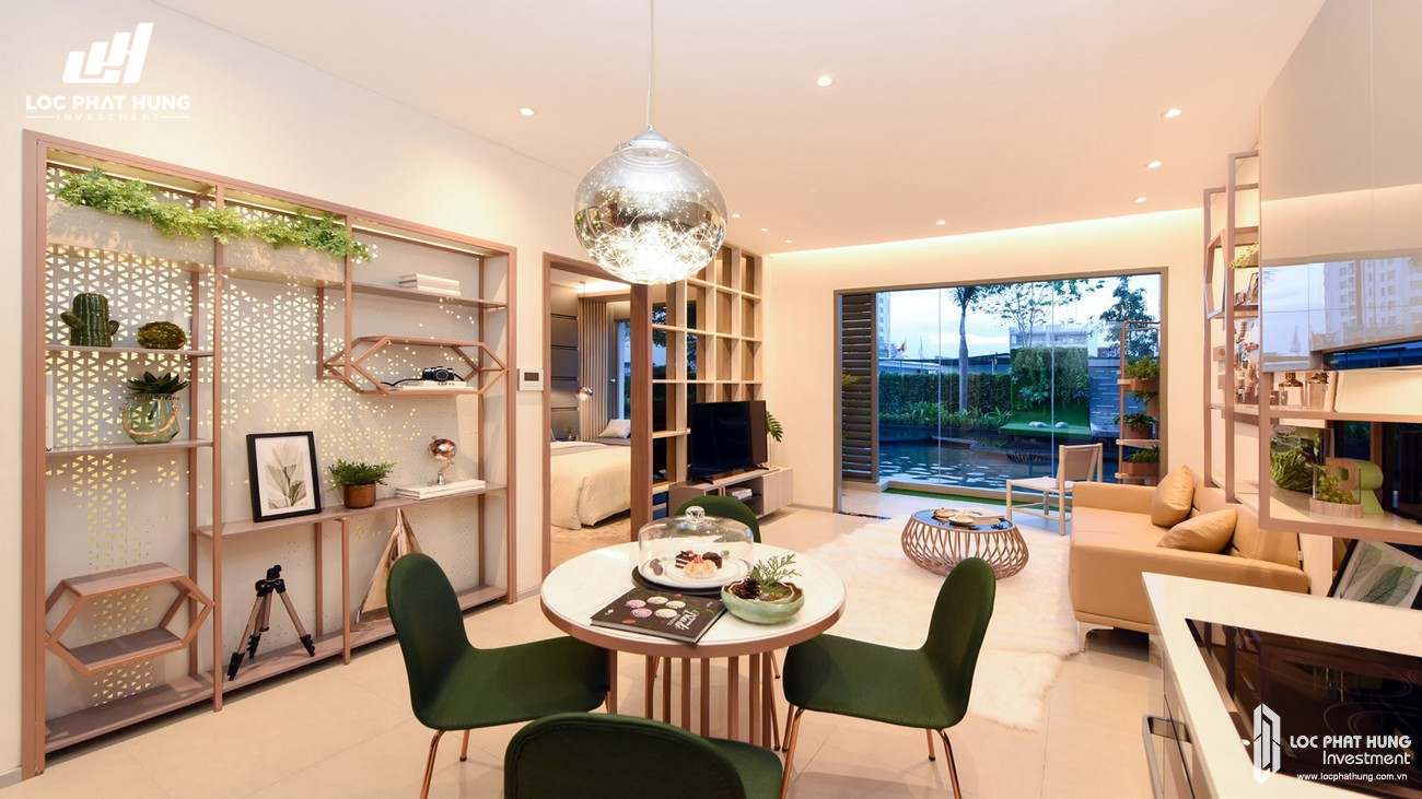 Nhà mẫu loại 2 phòng ngủ dự án căn hộ chung cư The Emerald Golf View Bình Dương chủ đầu tư Lê Phong - Thiết kế phòng khách