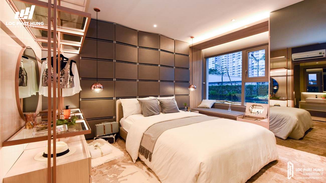 Nhà mẫu loại 2 phòng ngủ dự án căn hộ chung cư The Emerald Golf View Bình Dương chủ đầu tư Lê Phong - Thiết kế ngủ Master