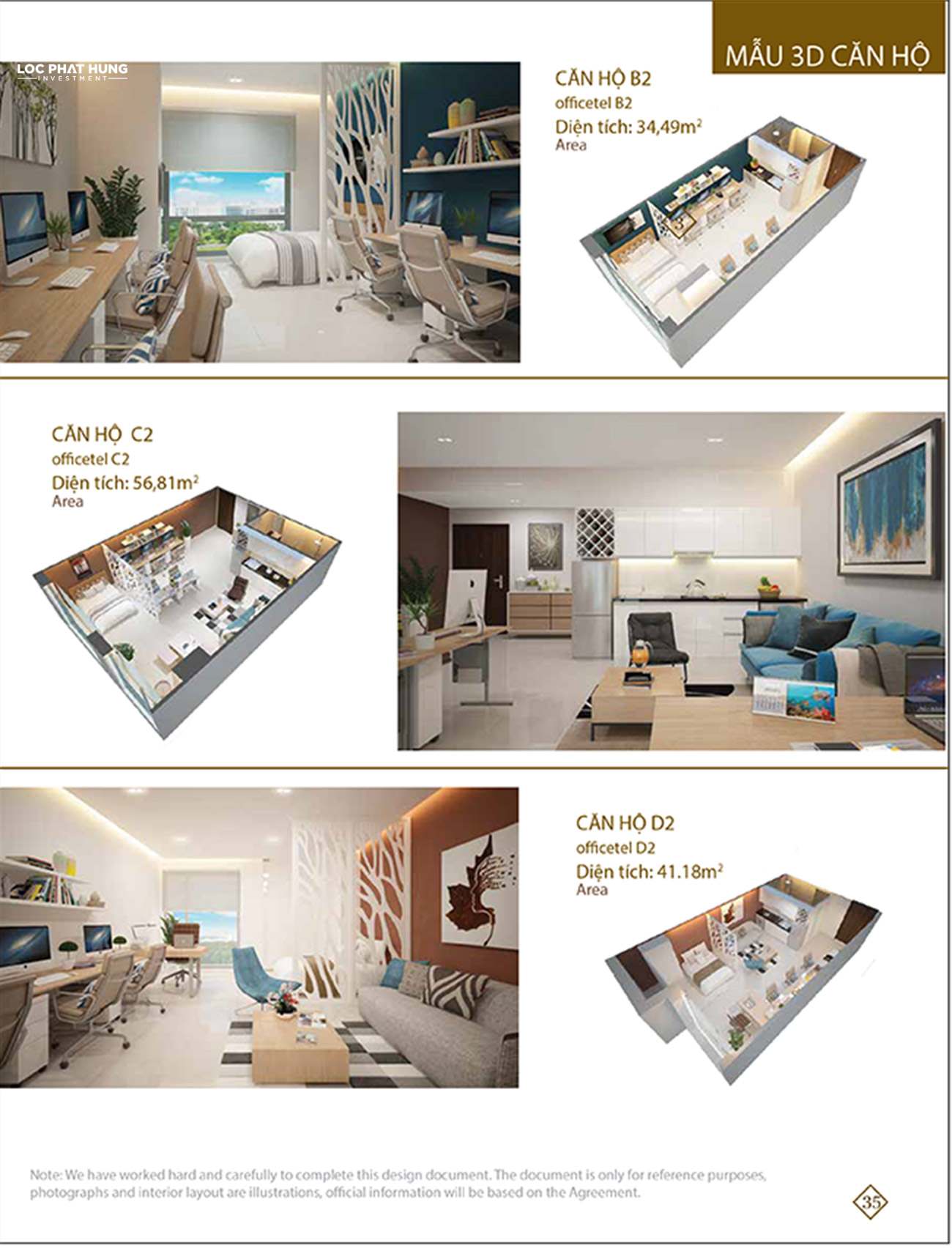 Thiết kế chi tiết các căn hộ Officetel Golden King Indochina