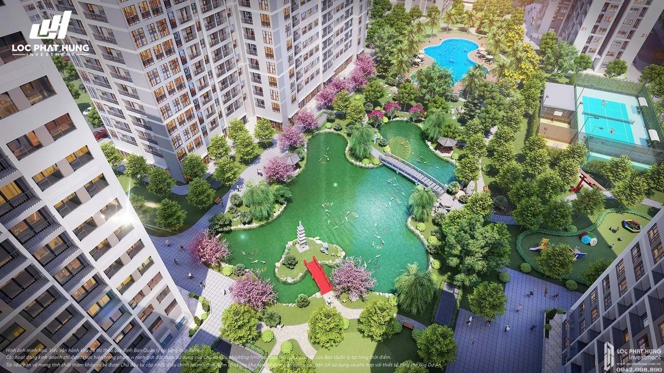 View vườn nhật dự án căn hộ chung cư The Origami Quận 9 Đường Nguyễn Xiển chủ đầu tư Vingroup 
