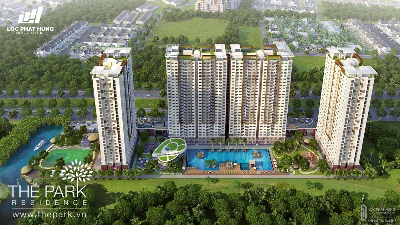 Phối cảnh tổng thể dự án căn hộ chung cư The Park Residence Nhà Bè Đường Nguyễn Hữu Thọ chủ đầu tư Phú Hoàng Anh