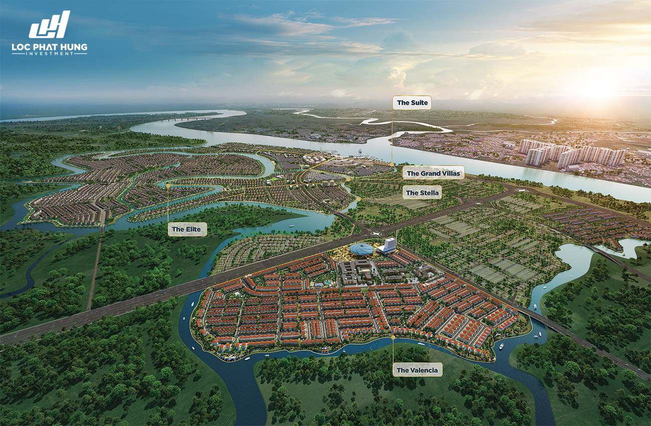 Phối cảnh tổng thể dự án nhà phố Aqua City The Phoenix Island Biên Hòa Đồng Nai chủ đầu tư NovaLand