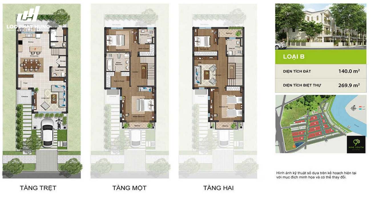 Thiết kế dự án nhà phố Nine South Estates Nhà Bè Đường Nguyễn Hữu Thọ chủ đầu tư VinaCapital