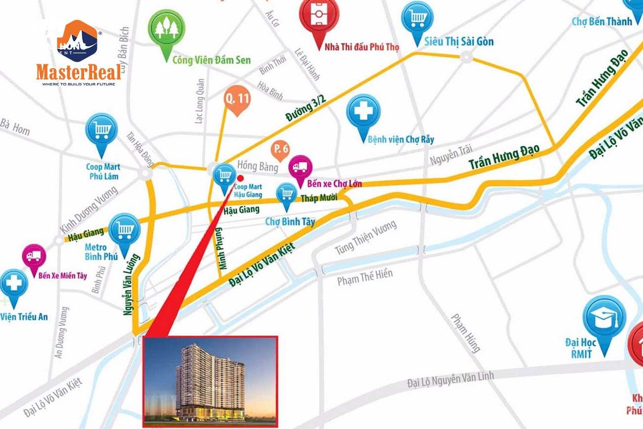 Vị trí địa chỉ dự án căn hộ chung cư D Homme Quận 6 Đường Hồng Bàng chủ đầu tư DHA