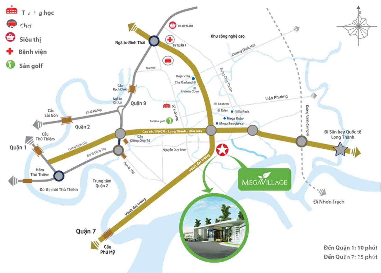 Vị trí địa chỉ dự án nhà phố Mega Village Quận 9 Đường Vành Đai Trong chủ đầu tư Khang Điền