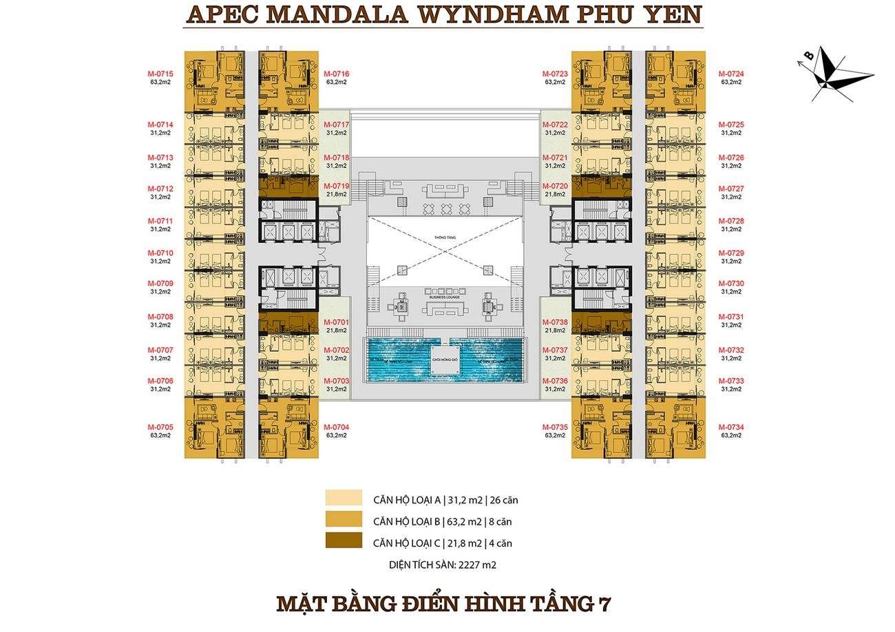 Mặt bằng dự án căn hộ condotel Apec Mandala Wyndham Phú Yên chủ đầu tư Apec