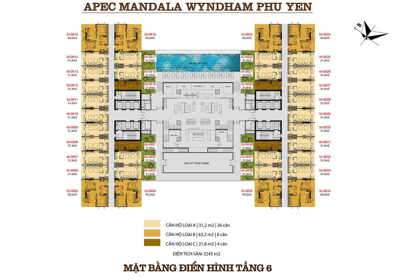 Mặt bằng dự án căn hộ condotel Apec Mandala Wyndham Phú Yên chủ đầu tư Apec