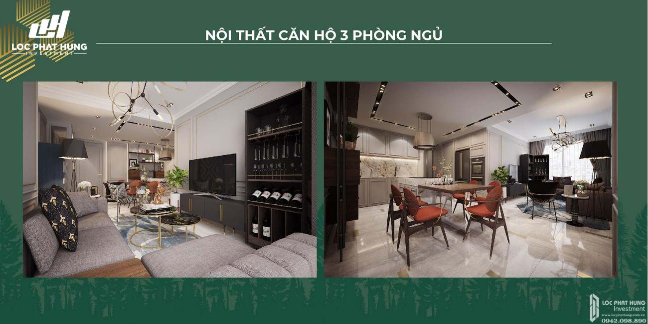 Nội thất căn 3 phòng ngủ dự án căn hộ chung cư Anderson Park Thuận An Đường Quốc lộ 13 chủ đầu tư Quốc Cường Gia Lai