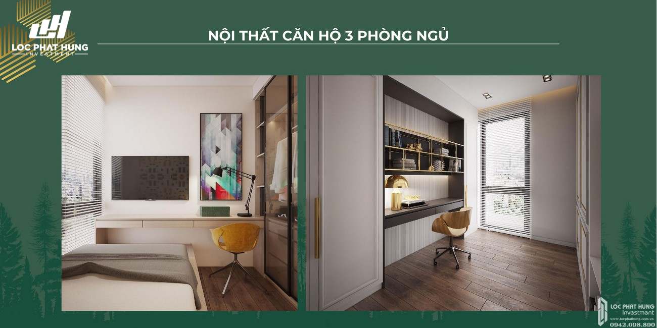 Nội thất căn 3 phòng ngủ dự án căn hộ chung cư Lavita Thuận An Đường Quốc lộ 13 chủ đầu tư Quốc Cường Gia Lai
