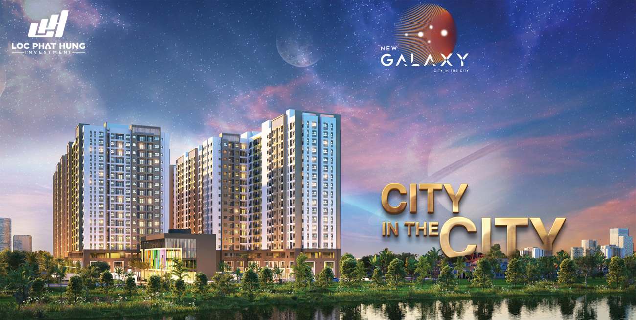 Phối cảnh ban đêm dự án căn hộ chung cư New Galaxy Dĩ An Bình Dương Đường Đường Thống Nhất chủ đầu tư Hưng Thịnh