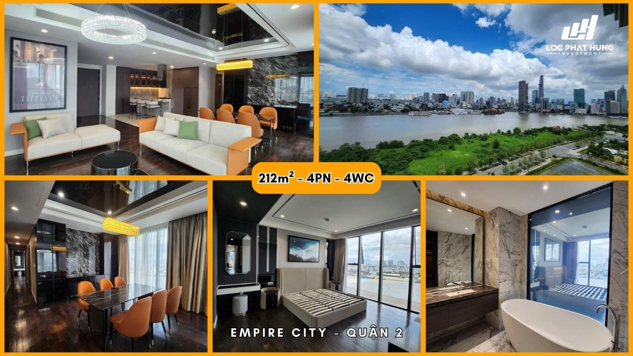 Cho thuê căn hộ thực tế 4PN diện tích 212m2 dự án Empire City Quận 2