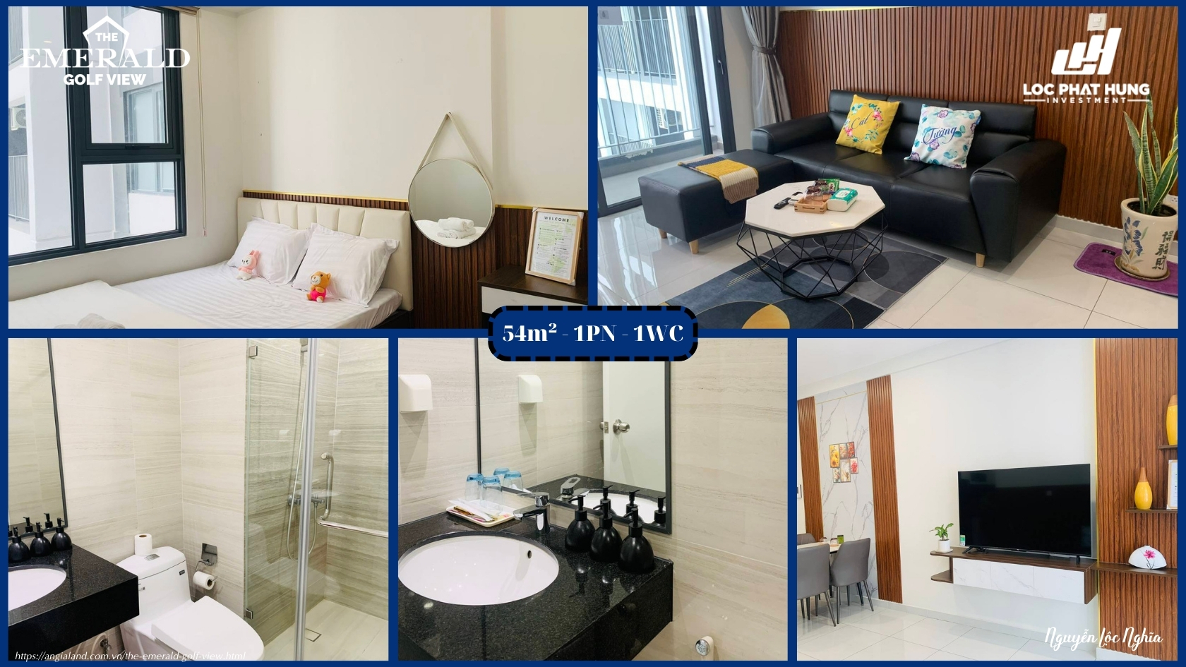 Hình ảnh thực tế căn hộ mẫu 54m² - 1PN/1WC tại The Emerald Golf View