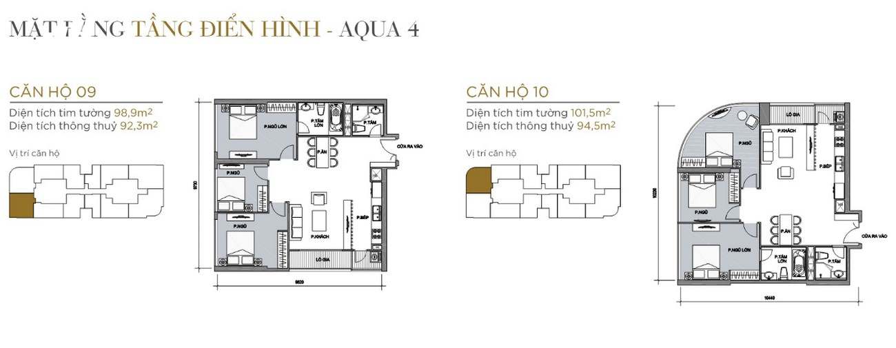 Thiết kế căn hộ tầng điển hình The Aqua 4 Vinhomes Golden River Quận 1 Đường Nguyễn Hữu Cảnh chủ đầu tư Vingroup