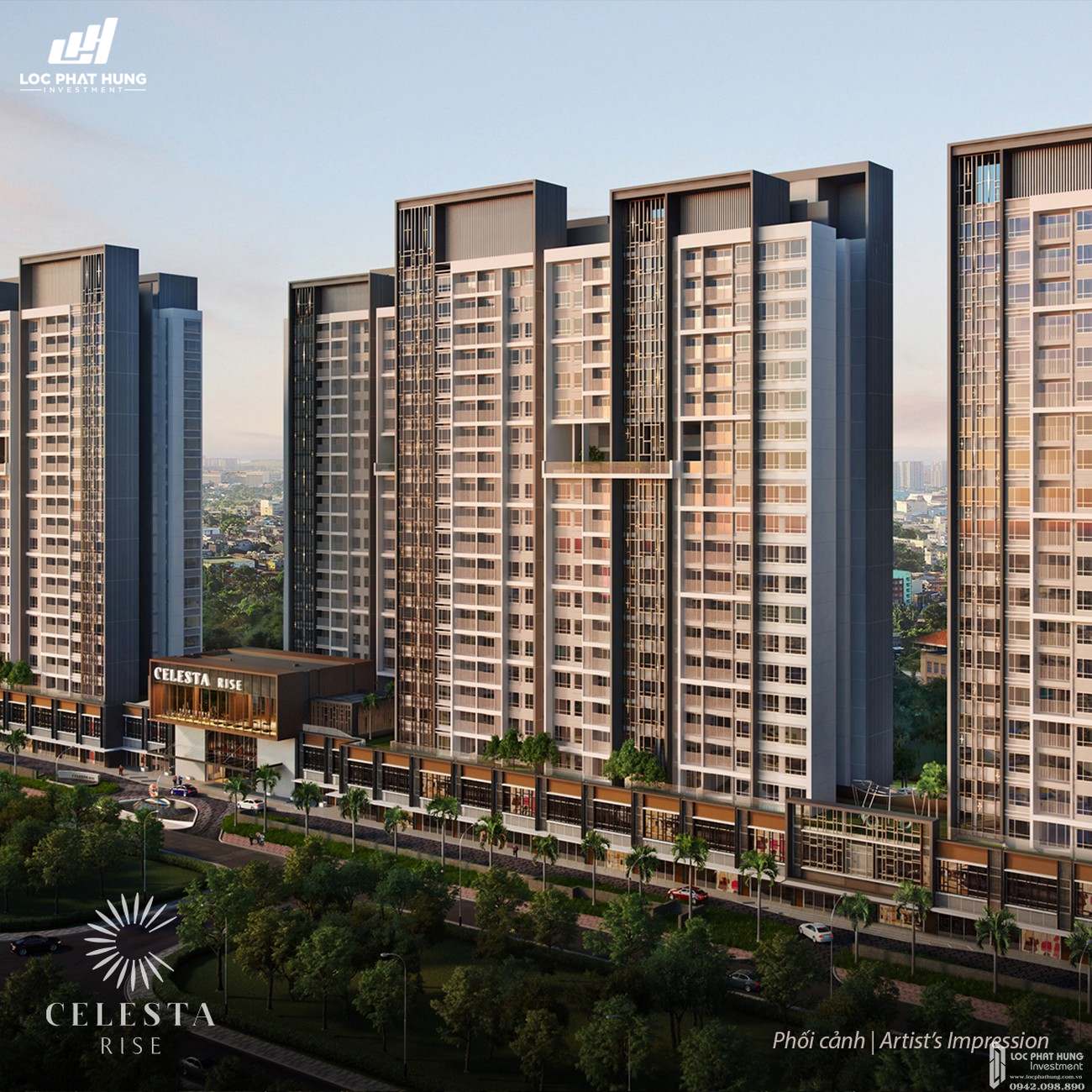 Phối cảnh dự án căn hộ chung cư Celesta Rise Nhà Bè Đường Nguyễn Hữu Thọ chủ đầu tư Keppel Land
