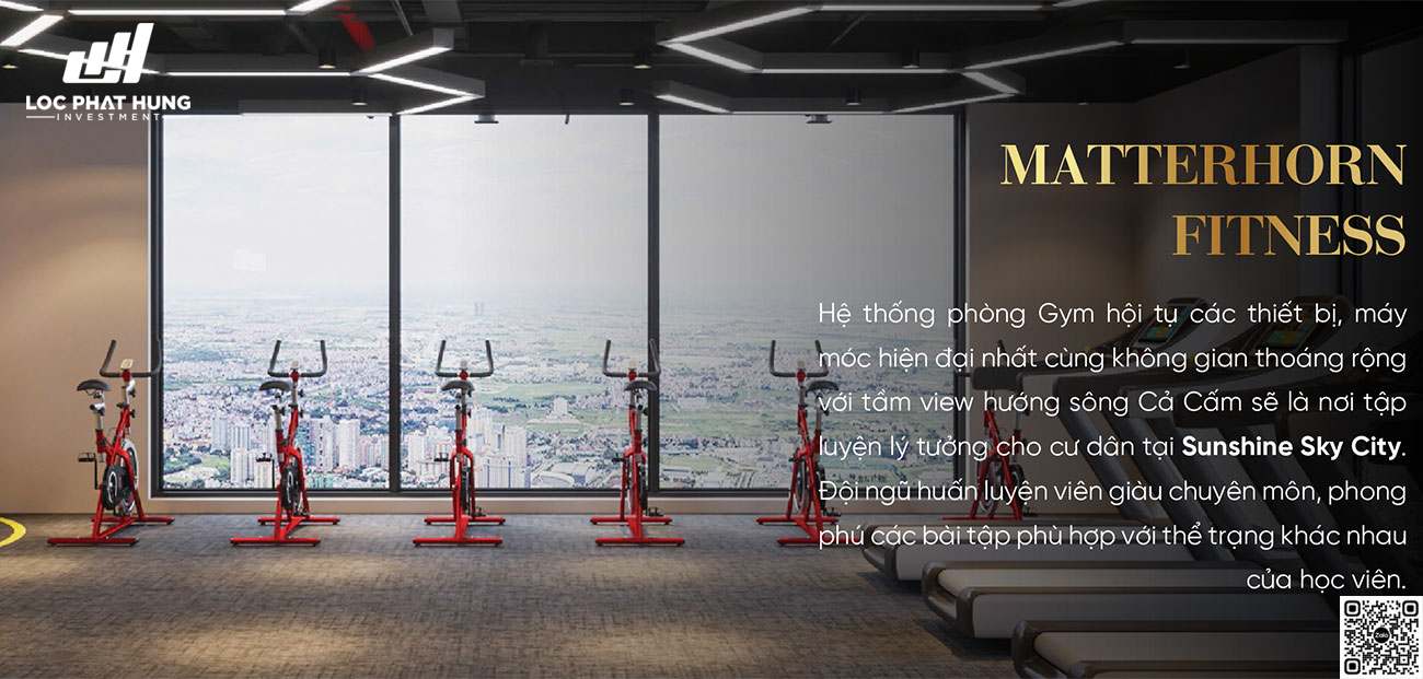 Tiện ích MatterHorn Fitness hệ thống phòng tập gym chuẩn tại dự án Sunshine Sky City.