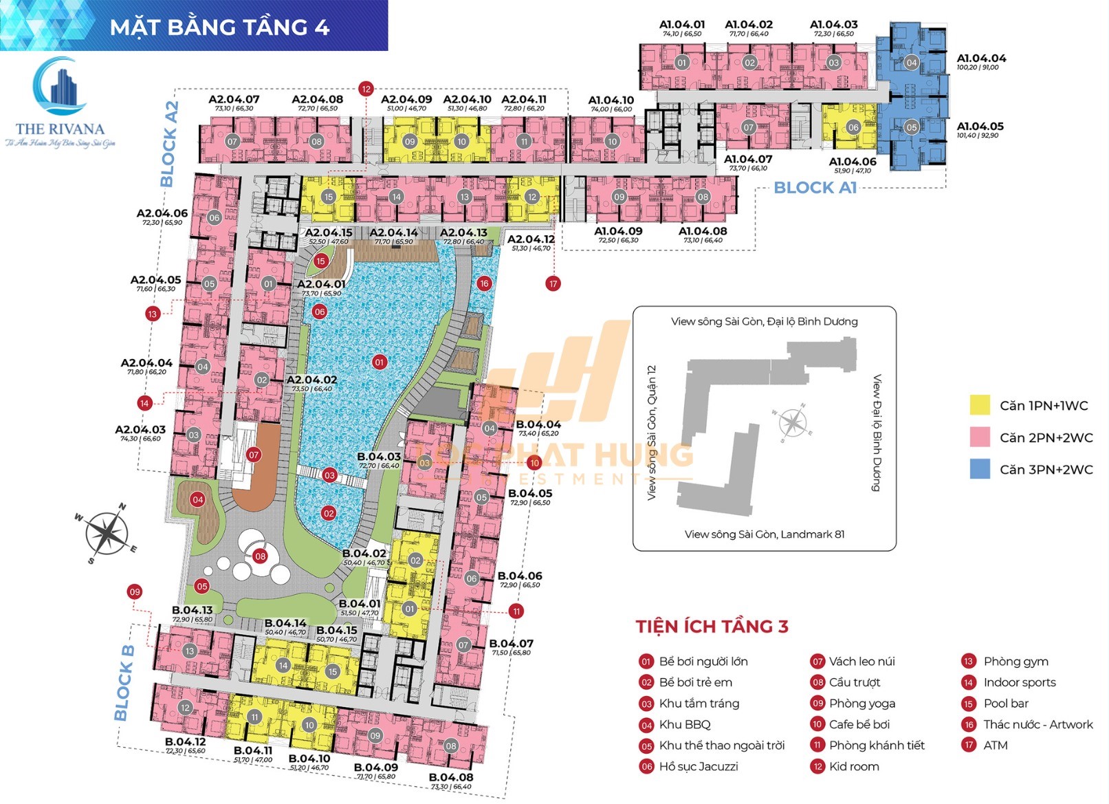 Mặt bằng căn hộ The Rivana Thuận An - Tầng 4