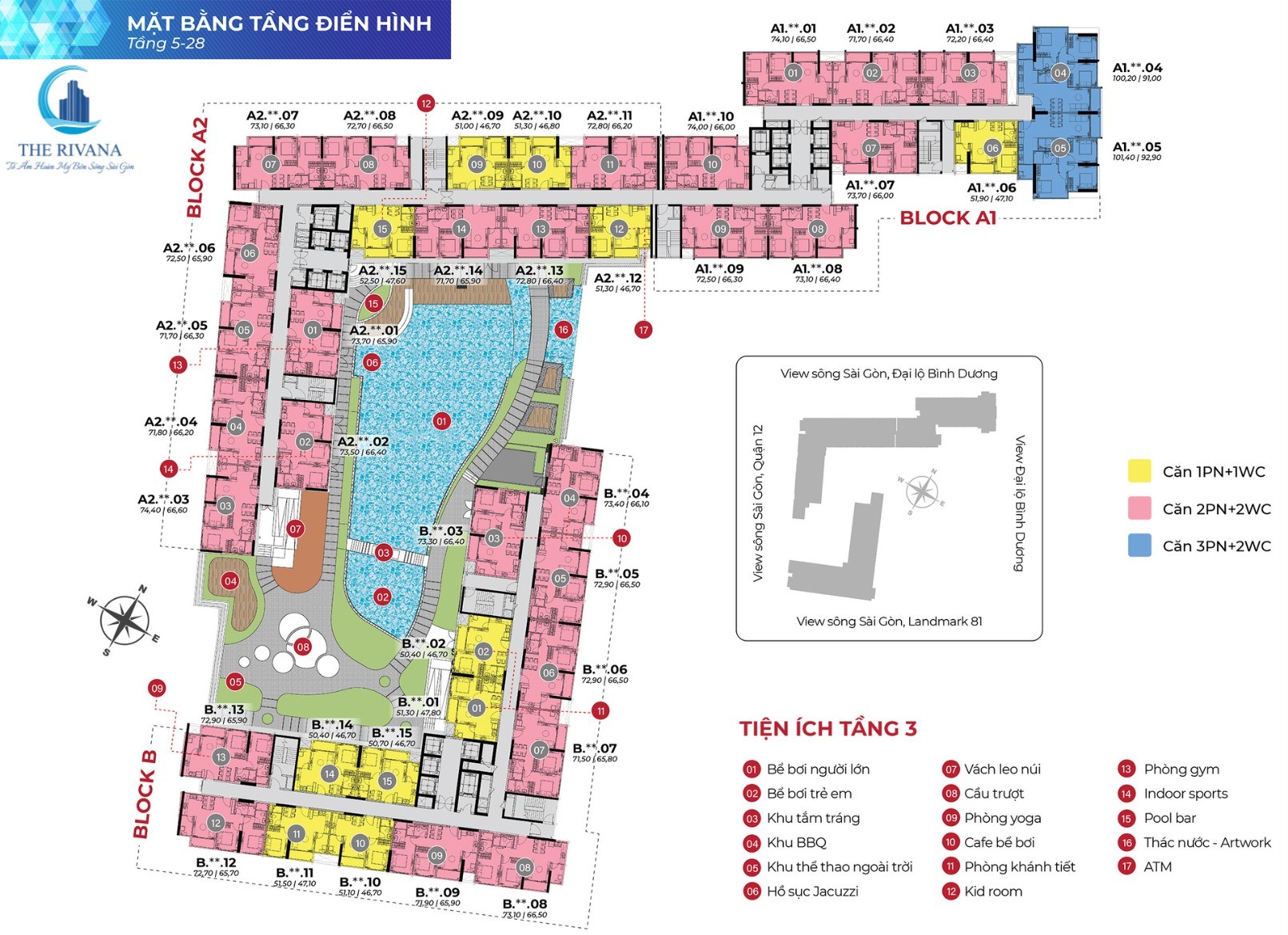 Mặt bằng căn hộ The Rivana Thuận An - Tầng 5-28