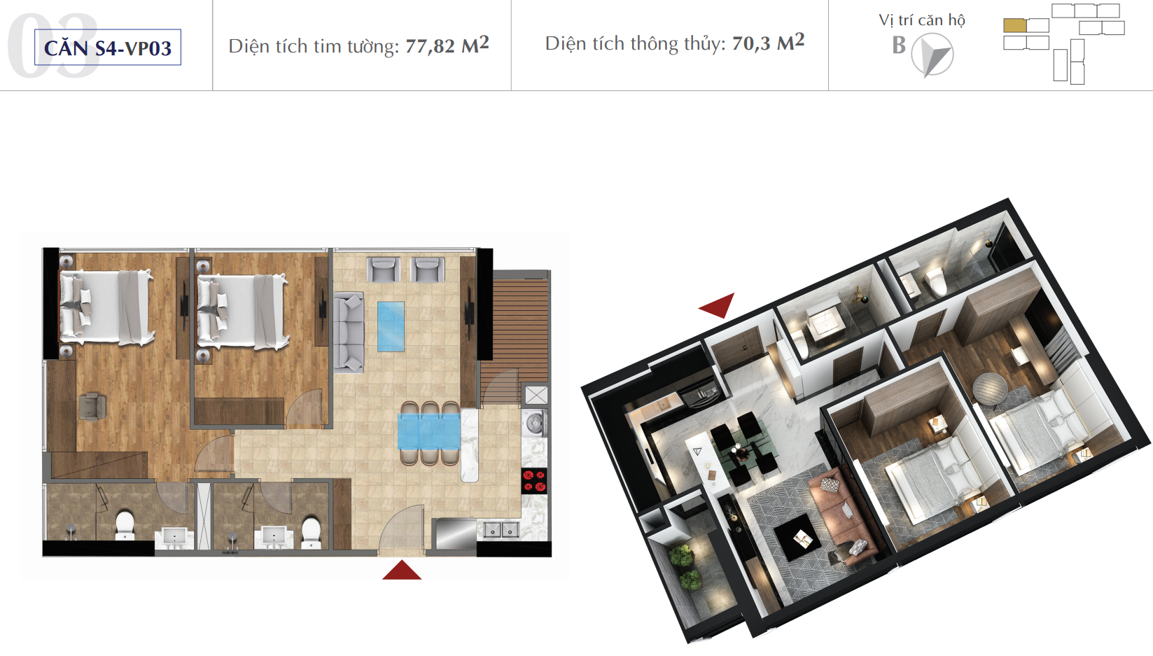 Thiết kế chi tiết căn hộ điển hình Tòa S4 Tầng lẻ 12-33