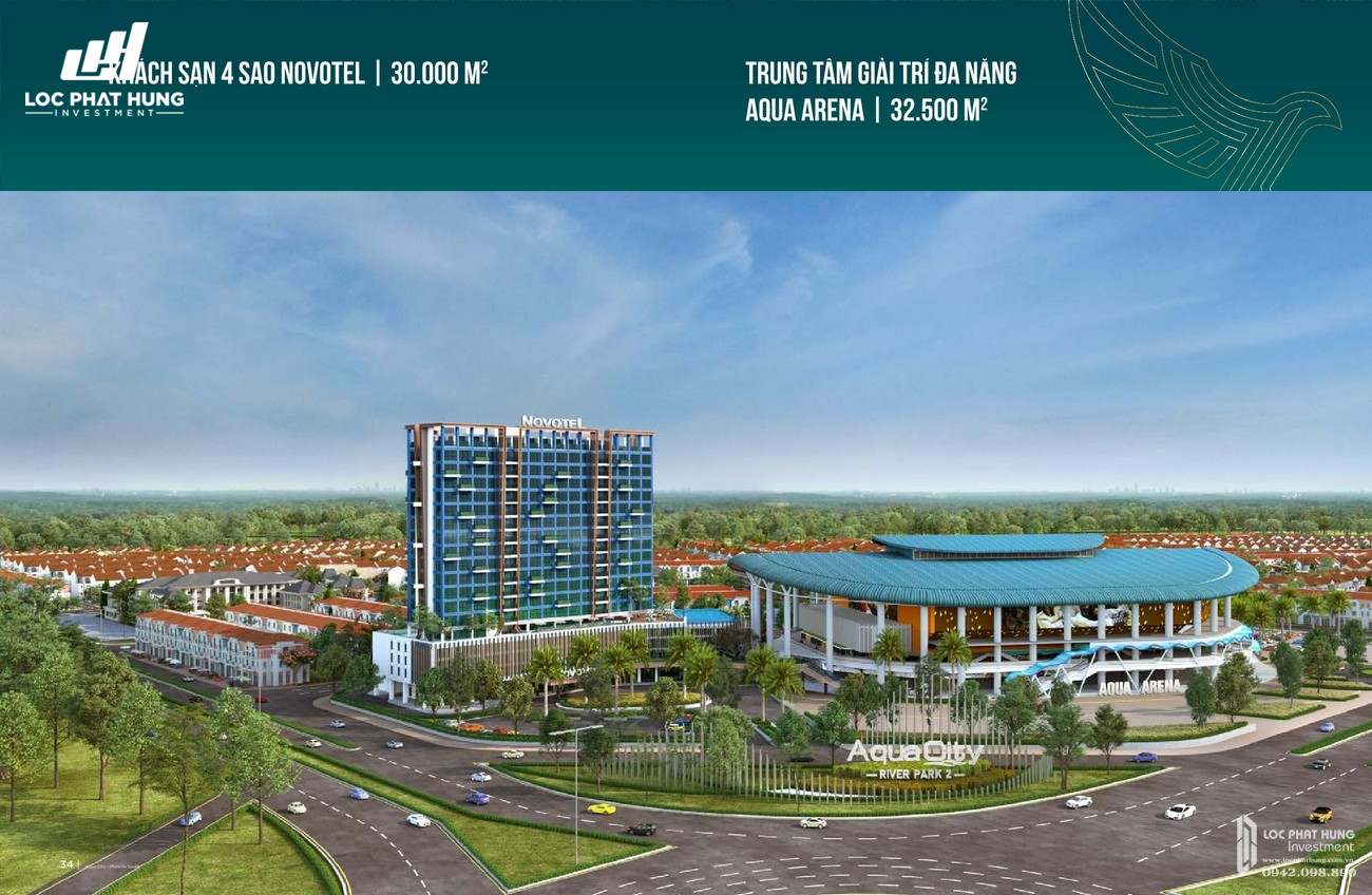 Khách sạn 4 sao Novotel rộng 30.000 m2 và trung tâm giải trí đa năng Aqua Arena rộng 32.500 m2