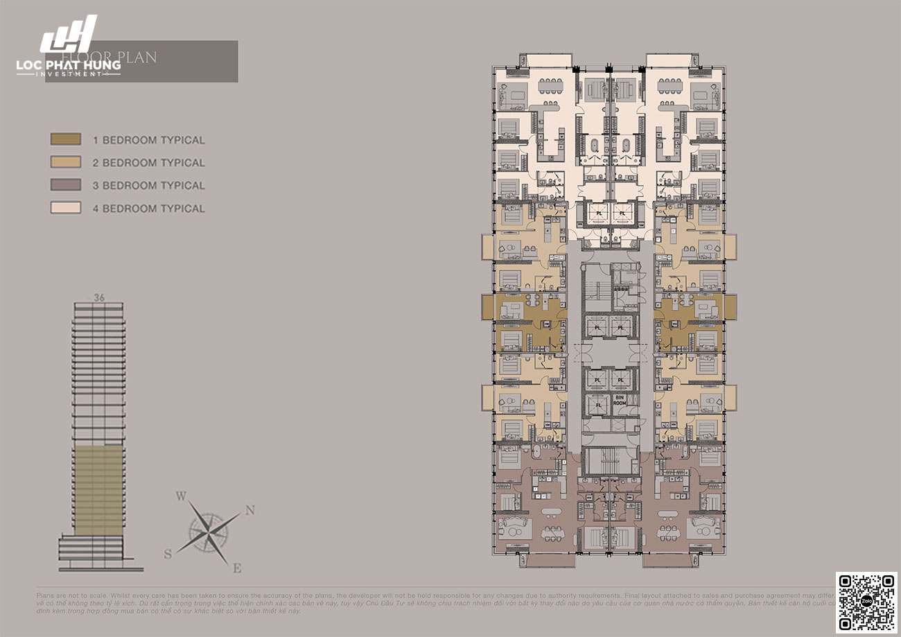 Mặt bằng tầng 6 - 18 phân khu The Opusk Residence dự án The Opusk Thủ Thiêm.