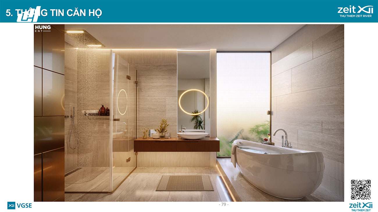 Nhà vệ sinh căn hộ mẫu dự án Thủ Thiêm Zeit River.
