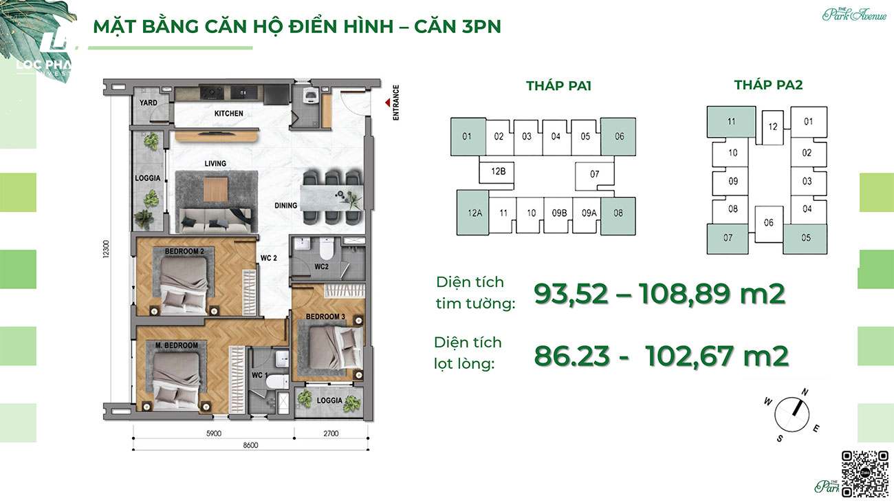 Thiết kế chi tiết căn hộ 3PN 108.89m2 dự án The Park Avenue Quận 11.