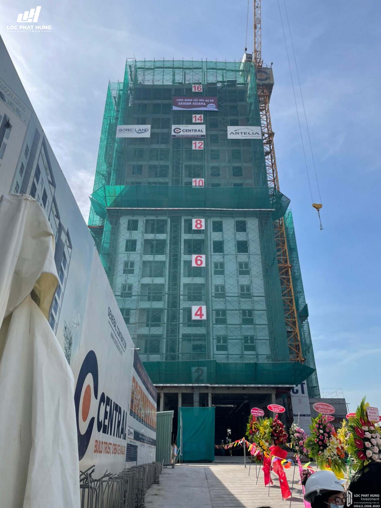 Lễ cất nóc dự án căn hộ chung cư Saigon Asiana Quận 6 tháng 12/2020 Đường Nguyễn Văn Luông chủ đầu tư Gotec Land