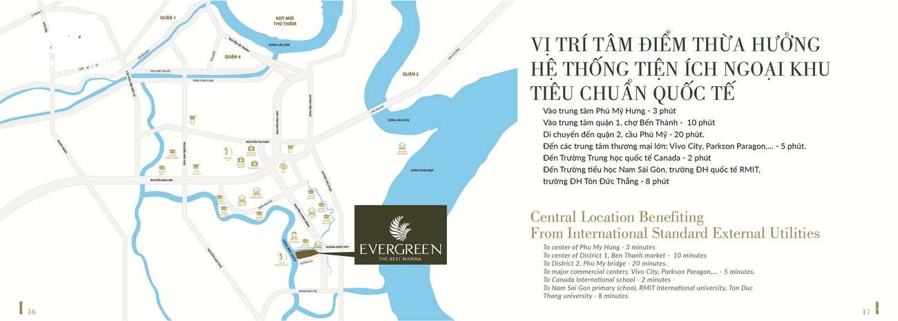 Vị trí địa chỉ dự án biệt thự chung cư TNR Evergreen Quận 7 Đường Nguyễn Lương Bằng chủ đầu tư TNR Holding