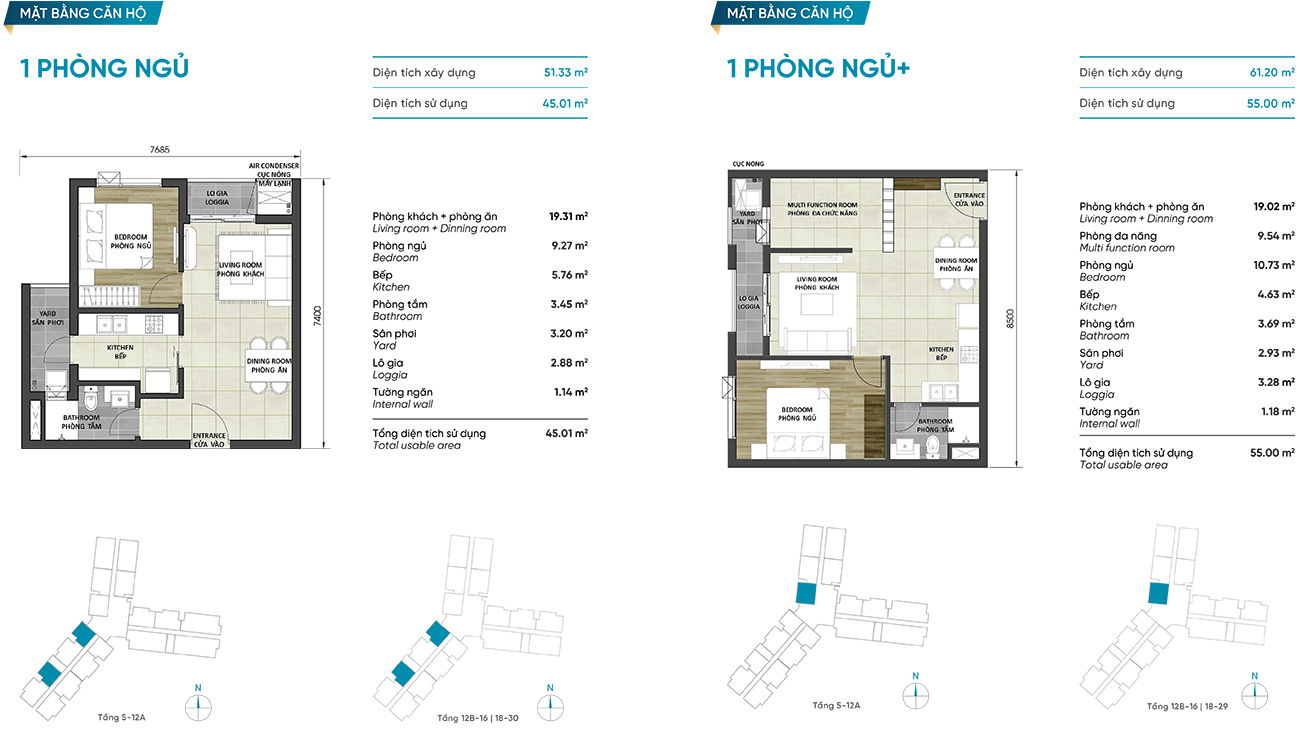 Thiết kế chi tiết căn hộ D Homme Quận 6 - Loại 51m² & 61m²