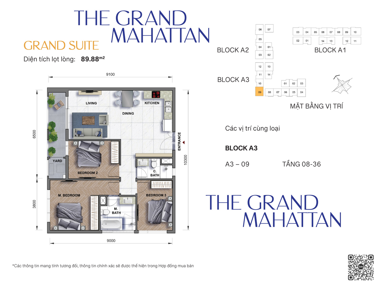 Mặt bằng chi tiết căn hộ Suite diện tích 89.88 m²