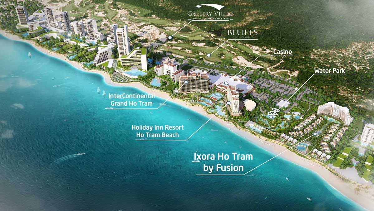 Phối cảnh tổng thể dự án biệt thự biển chung cư Ixora Hồ Tràm By Fusion Xuyên Mộc Đường Phước Thuận & Bông Trang chủ đầu tư ACDL