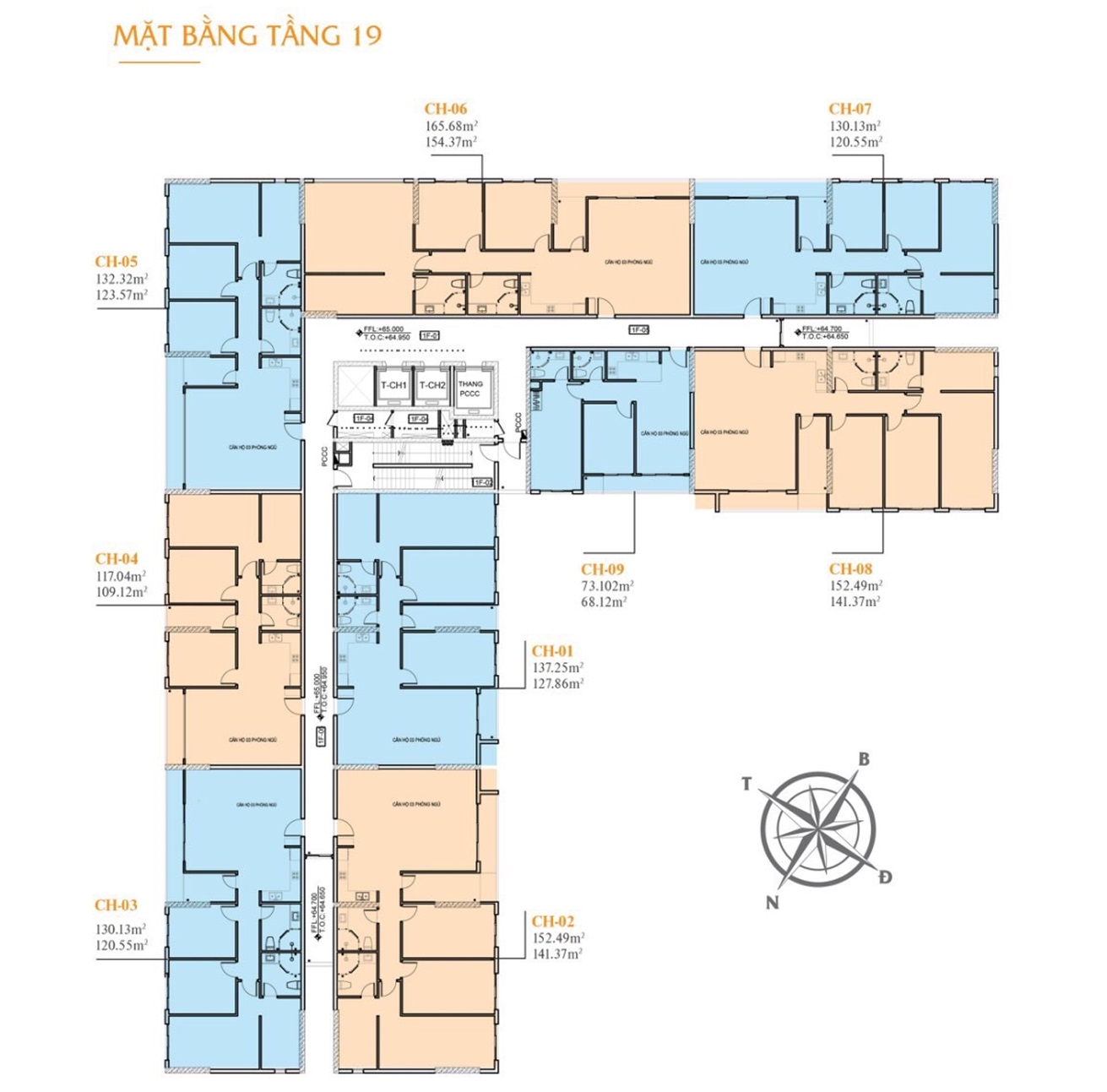 Mặt bằng Tầng 19 can ho Goldora Plaza Nha Be