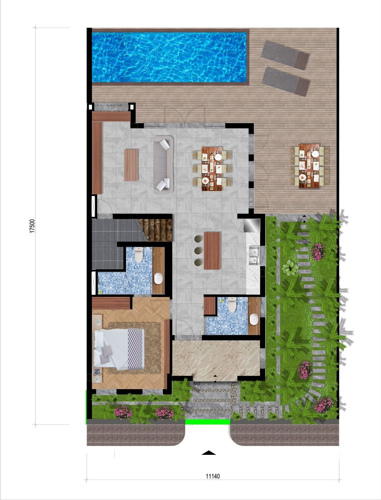 Thiết kế tầng 1 Villa loại CG dự án nghỉ dưỡng Grand Mercure Hoi A