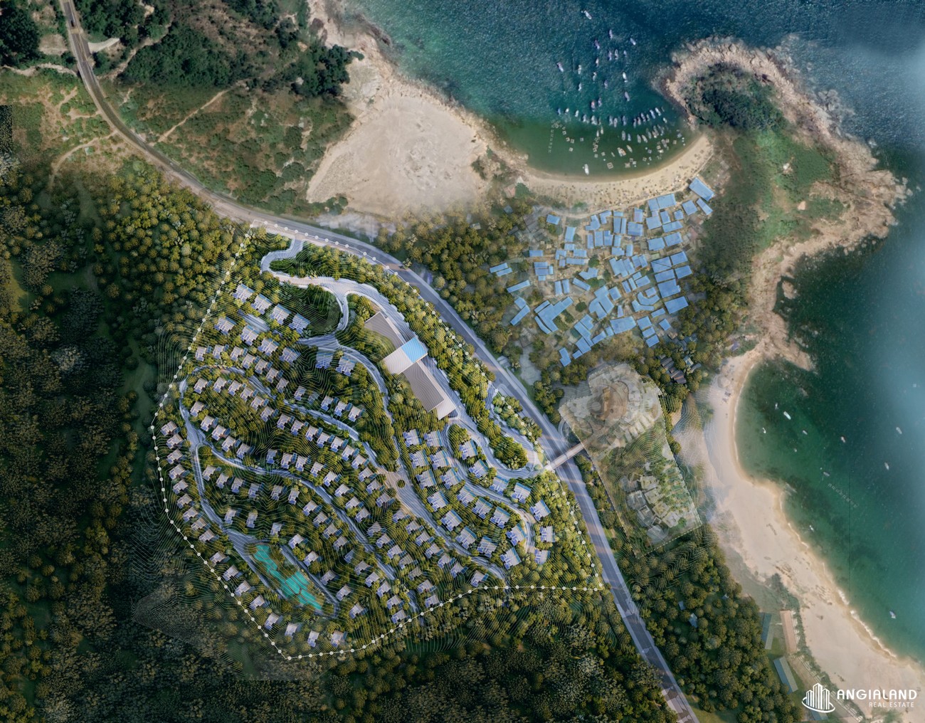 Phối cảnh tổng thể dự án biệt thự nghỉ dưỡng chung cư Casa Marina Premium phuong ghenh rang Đường Quốc Lộ 1D chủ đầu tư BCG Land Group