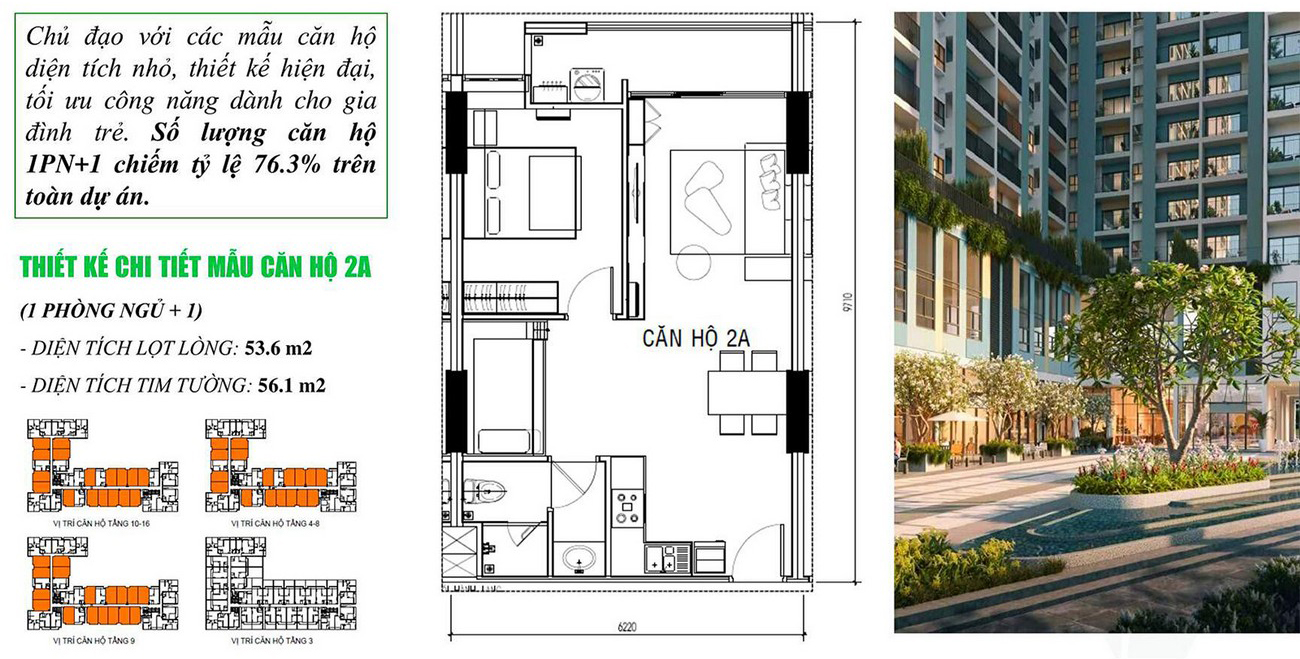 Thiết kế chi tiết mẫu căn hộ 2A dự án MT EaatMark City quận 9