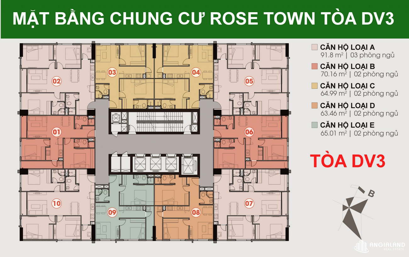 Mặt bằng tòa DV03 dự án căn hộ chung cư Rose Town Ngọc Hồi Quận Hoàng Mai TP Hà Nội