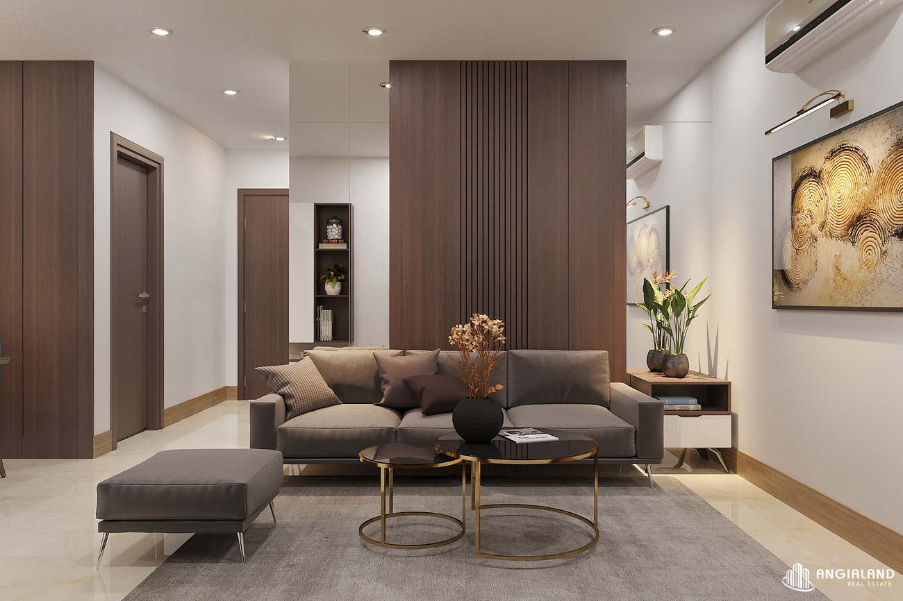 Thiết kế phòng khách nhà mẫu căn hộ Rose Town Q.Hoàng Mai diện tích 55m²