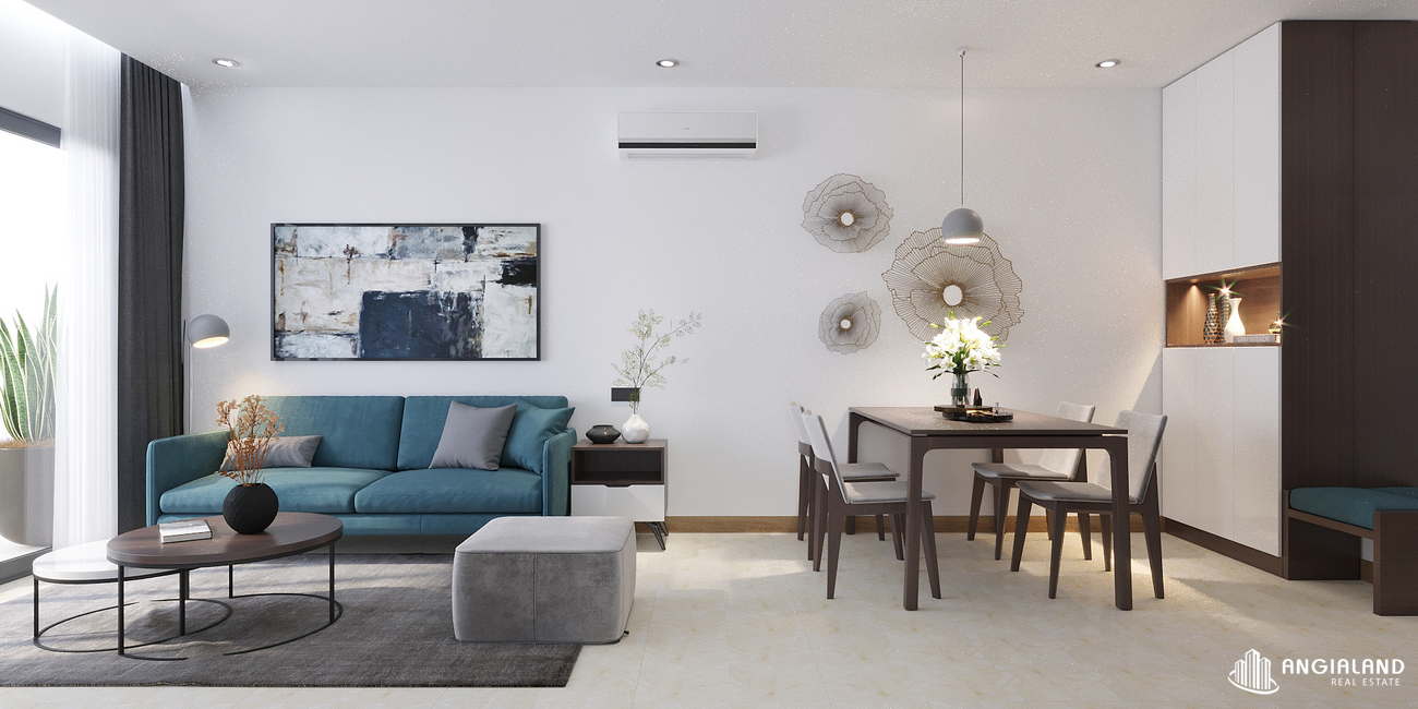 Thiết kế phòng khách nhà mẫu căn hộ Rose Town Q.Hoàng Mai diện tích 70m²