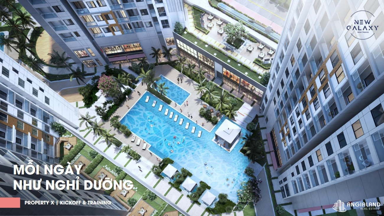 Toàn cảnh hồ bơi từ trên cao dự án căn hộ New Galaxy Nha Trang