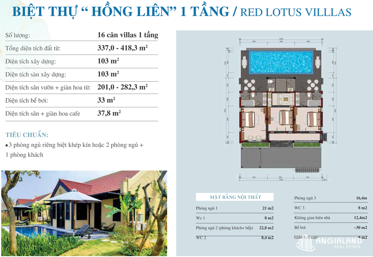 Thiết kế chi tiết  loại biệt thự Hồng Liên tầng 01 Vườn Vua Resort Phú Thọ