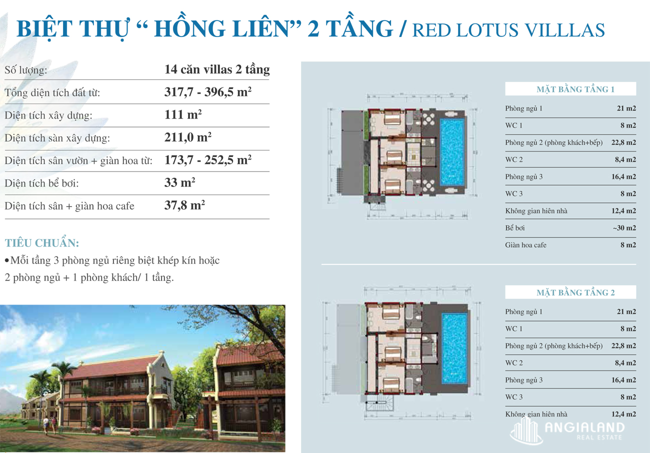 Thiết kế chi tiết  loại biệt thự Hồng Liên tầng 02 Vườn Vua Resort Phú Thọ