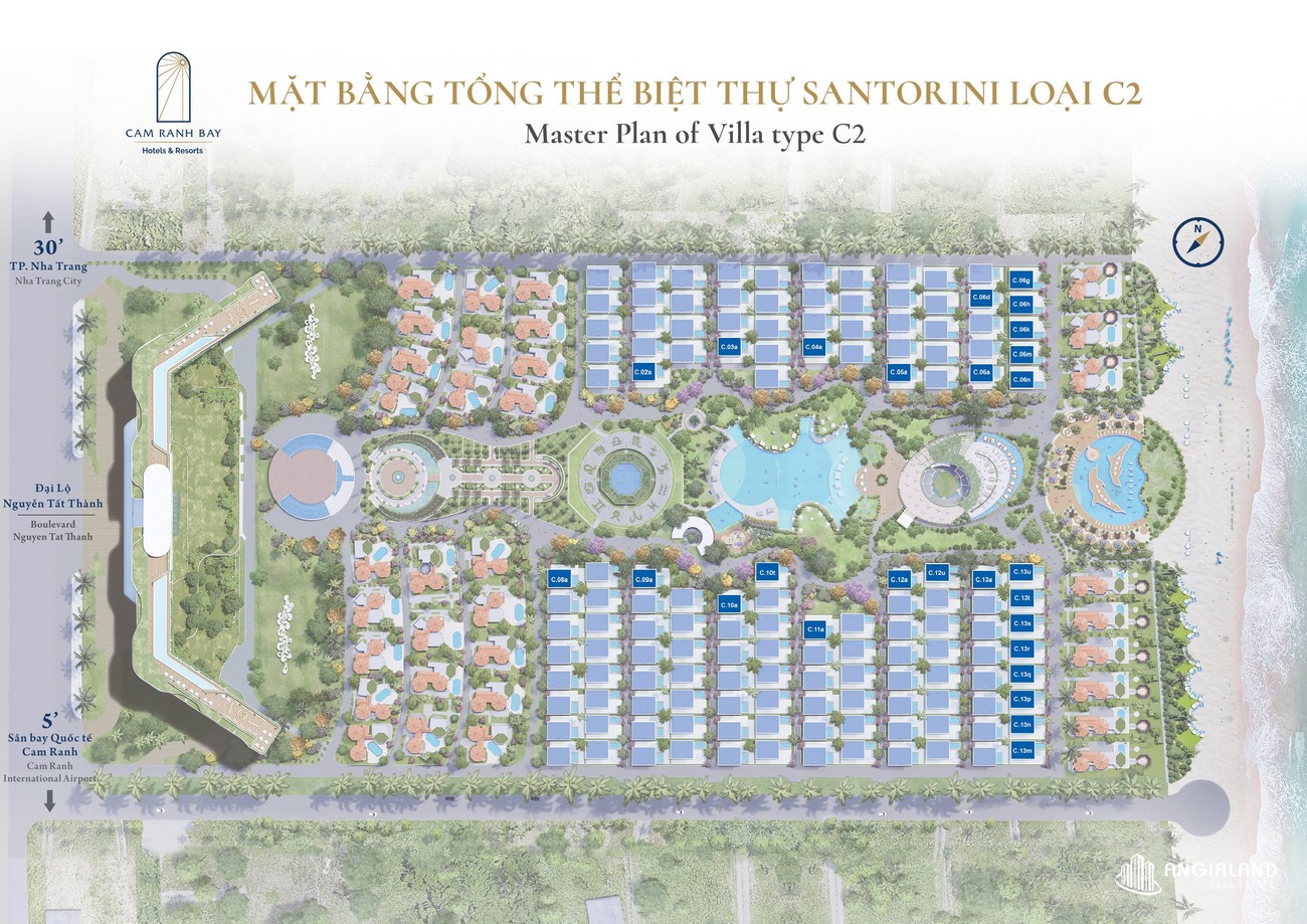 Mặt bằng villa Santorini C2 dự án căn hộ nghỉ dưỡng Cam Ranh Bay.
