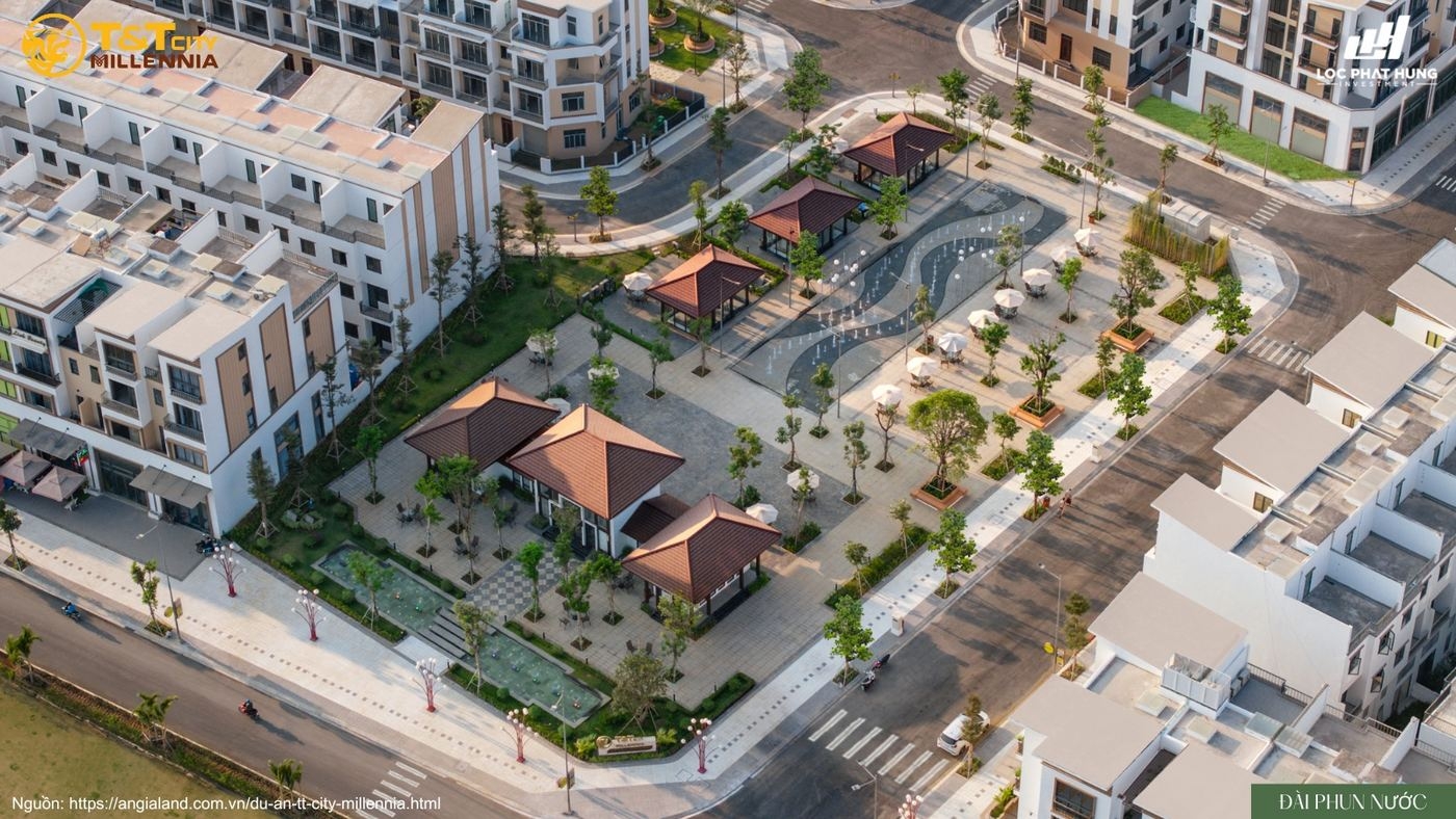 Phối cảnh đài phun nước tại quảng trường trung tâm T&T City Millennia