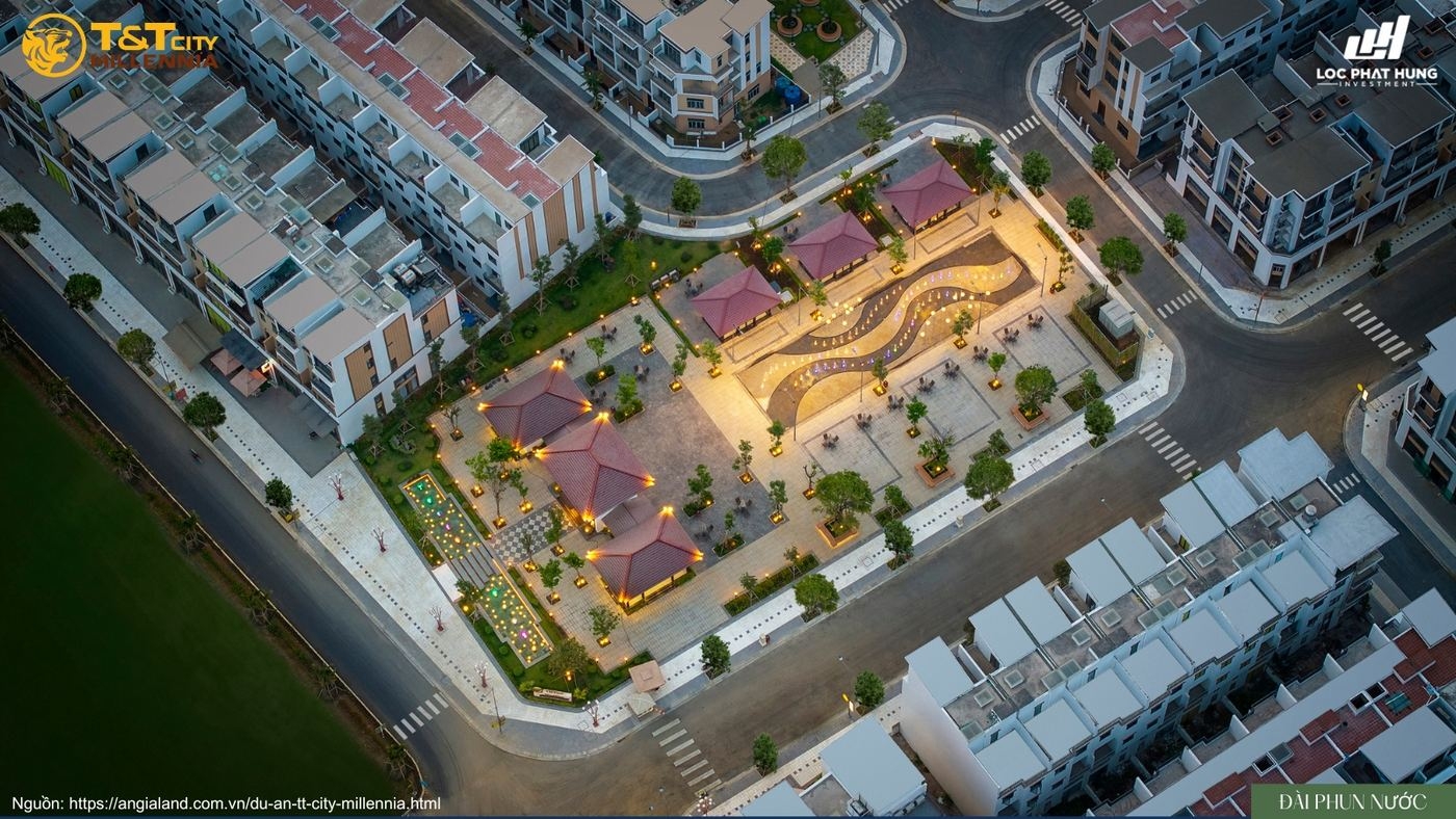 Phối cảnh đài phun nước tại quảng trường trung tâm T&T City Millennia