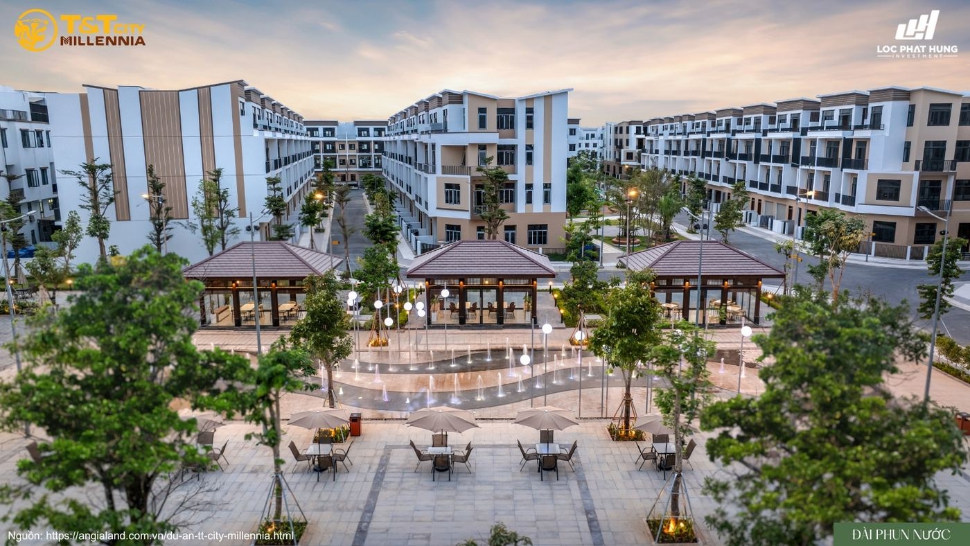 Phối cảnh đài phun nước tại quảng trường trung tâm T&T City Millennia