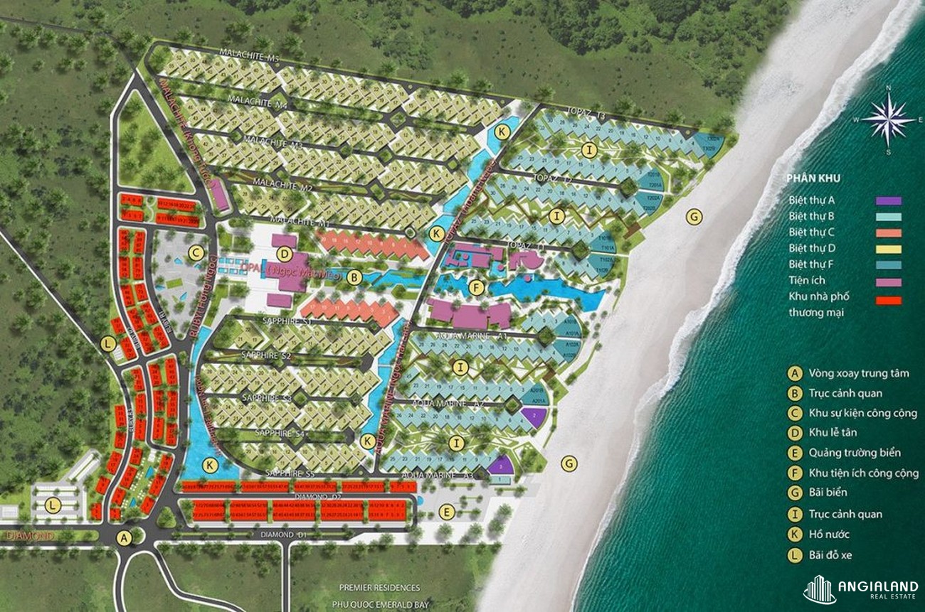 Mặt bằng dự án biet thu nghi duong Sun Premier Village Kem Beach Resort Phú Quốc  Đảo Hòn Thơm chủ đầu tư Sun Group